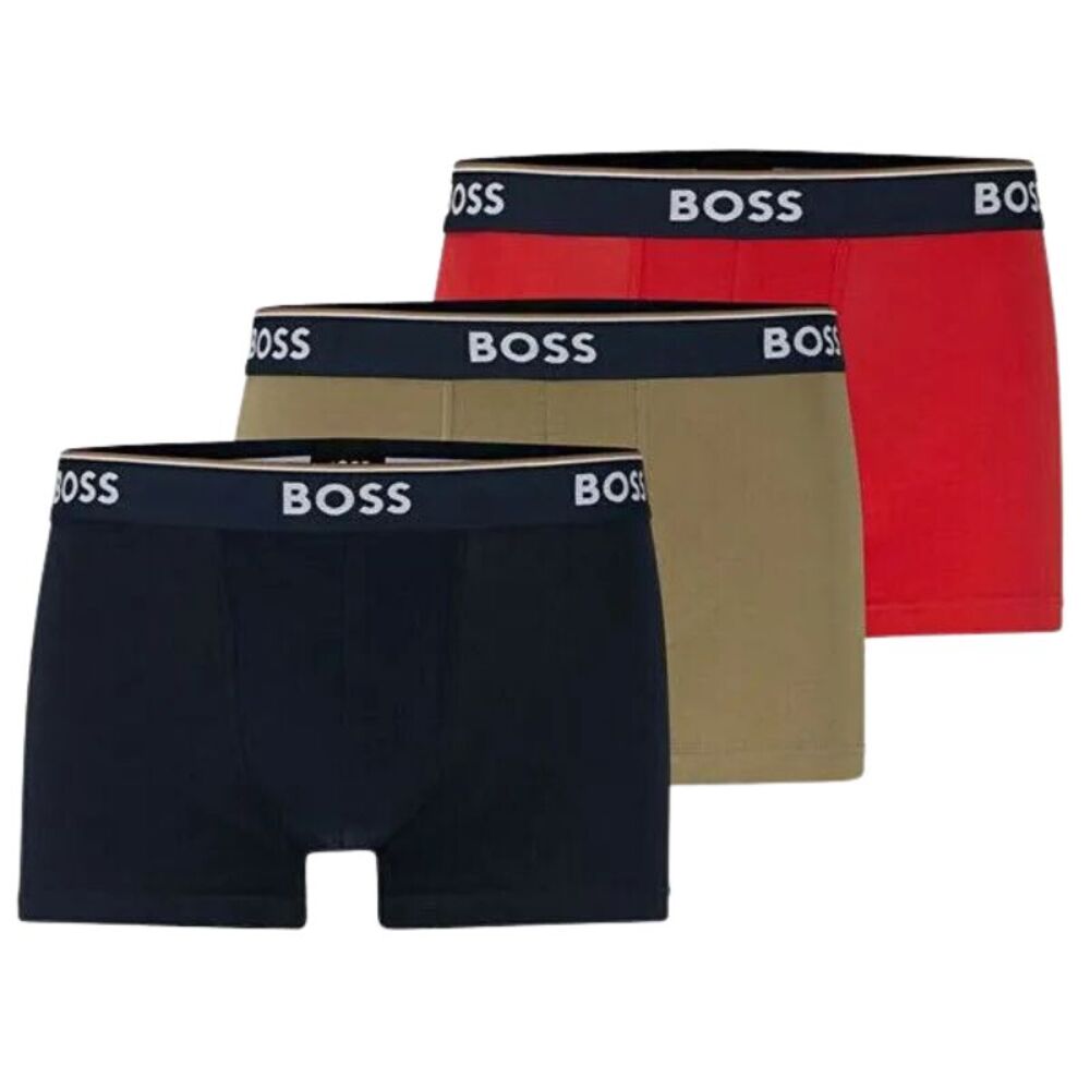 HUGO BOSS Mens Boxer Briefs 3-Pack Small Power Trunk Cotton Stretch Logo